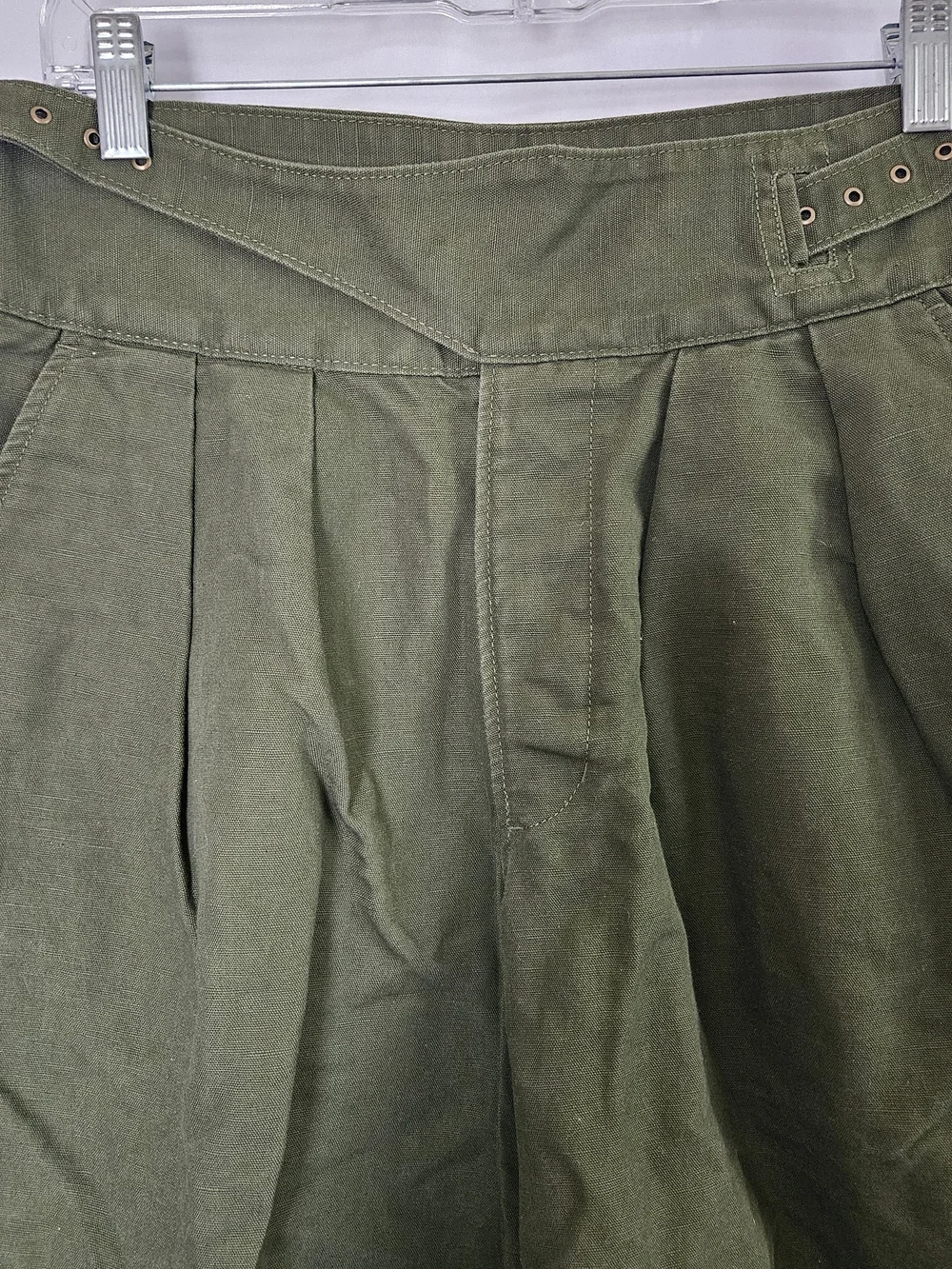 Banana Republic wide leg pleated culottes Womens 4 Olive Green Lagenlook Linen